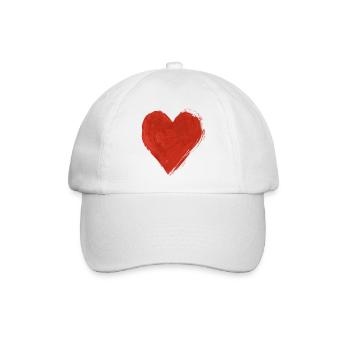 Gemaltes rotes Herz - Baseballkappe - Weiß/Weiß - Vorne