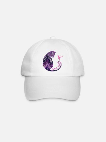 katze mit ballerina e 75 - Baseballkappe - Weiß/Weiß