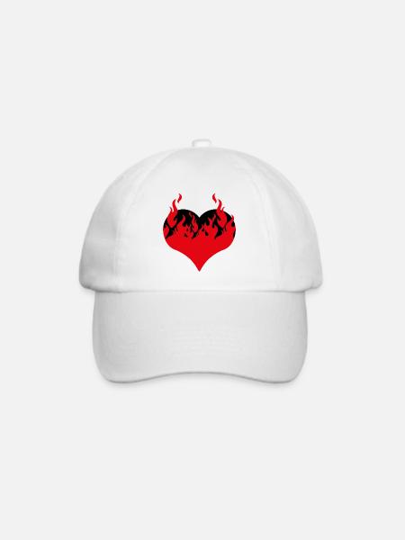 Herz in Flammen - Baseballkappe - Weiß/Weiß