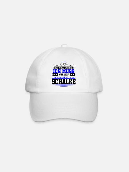 Ich muss Gar Nix nur auf Schalke | Farbe änderbar - Baseballkappe - Weiß/Weiß