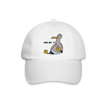 Eine Möwe die schielt und sitzt mit Spruch - Baseballkappe - Weiß/Weiß - Vorne
