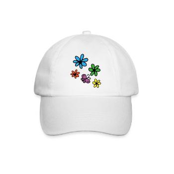 Bunte Blumen und Schmetterling - Baseballkappe - Weiß/Weiß - Vorne