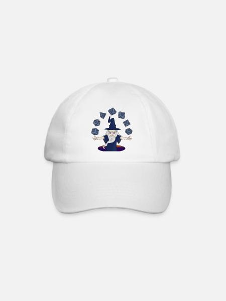 Ein Zauberer mit schwebenden Würfeln - Baseballkappe - Weiß/Weiß