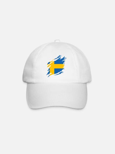 Schweden Flagge Skandinavien Schwedische Fahne - Baseballkappe - Weiß/Weiß