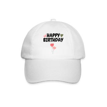 Happy Birthday - Baseballkappe - Weiß/Weiß - Vorne