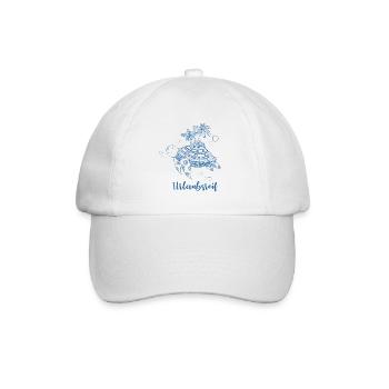 Urlaubsreif - Schildkröte mit Insel in blau - Baseballkappe - Weiß/Weiß - Vorne