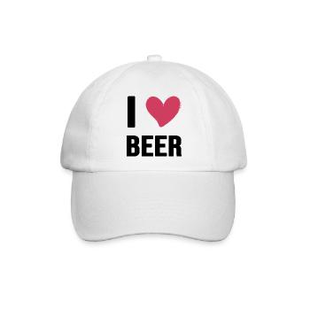 bier trinkspruch biergarten i love beer - Baseballkappe - Weiß/Weiß - Vorne
