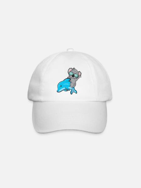 Koala und Delfin - Baseballkappe - Weiß/Weiß
