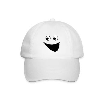Happy Face Smile Cartoon Positives Lachen - Baseballkappe - Weiß/Weiß - Vorne