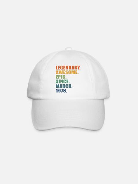 45. Geburtstag, März 1978, 45-jähriges Jubiläum - Baseballkappe - Weiß/Weiß