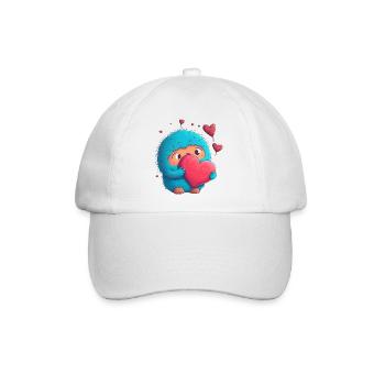 Ein kleines süßes liebes Monster mit blauem Fell - Baseballkappe - Weiß/Weiß - Vorne