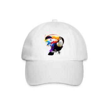 Farbige Toucan-Illustration - Baseballkappe - Weiß/Weiß - Vorne