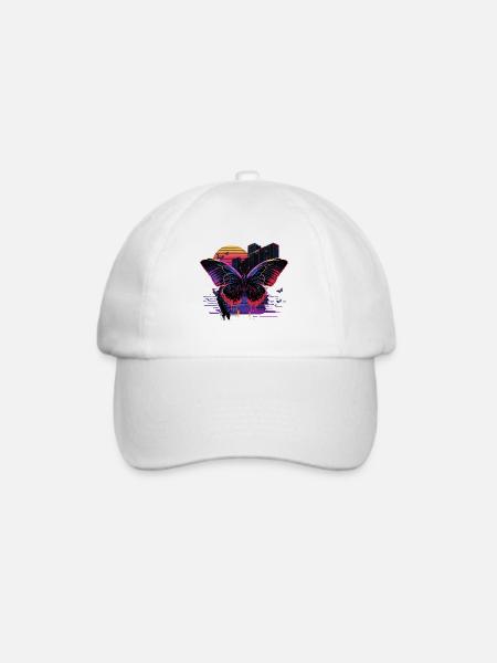 Retro Vibe Schmetterling - Baseballkappe - Weiß/Weiß