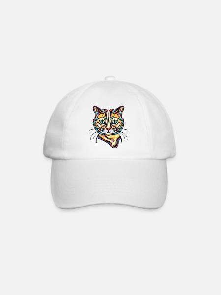 Bunte Katze - Baseballkappe - Weiß/Weiß