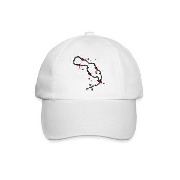 Rosenkranz Zeichnung mit Perlen und Rosen - Baseballkappe - Weiß/Weiß - Vorne