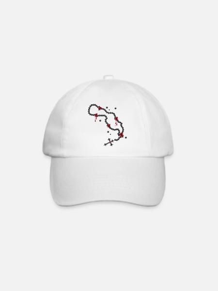 Rosenkranz Zeichnung mit Perlen und Rosen - Baseballkappe - Weiß/Weiß
