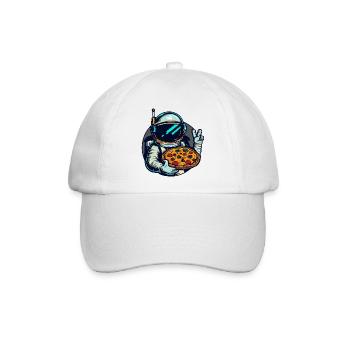 Astronaut mit Salami-Pizza Weltraum Design - Baseballkappe - Weiß/Weiß - Vorne
