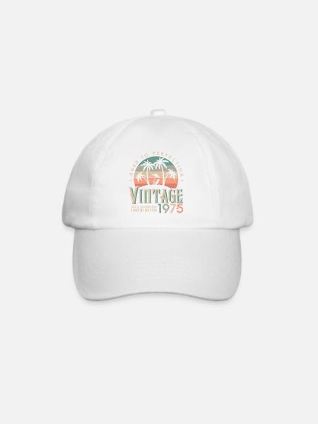 1975 Geburtstagsgeschenk Geboren 1975 - Baseballkappe - Weiß/Weiß