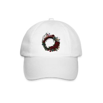 dunkler Jugendstil Rahmen Rosengarten bei Nacht - Baseballkappe - Weiß/Weiß - Vorne