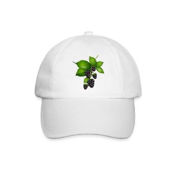 leuchtend dunkelviolette Brombeeren mit Blätter - Baseballkappe - Weiß/Weiß - Vorne