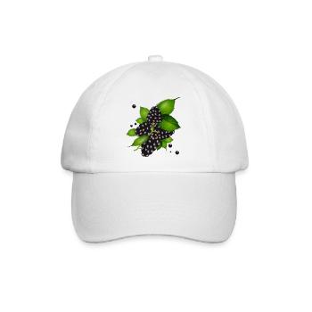 wunderschöne dunkelviolette Brombeeren mit Blätter - Baseballkappe - Weiß/Weiß - Vorne