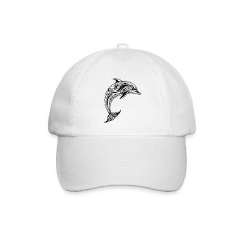 Delphin mit Maori-Motiven - Baseballkappe - Weiß/Weiß - Vorne