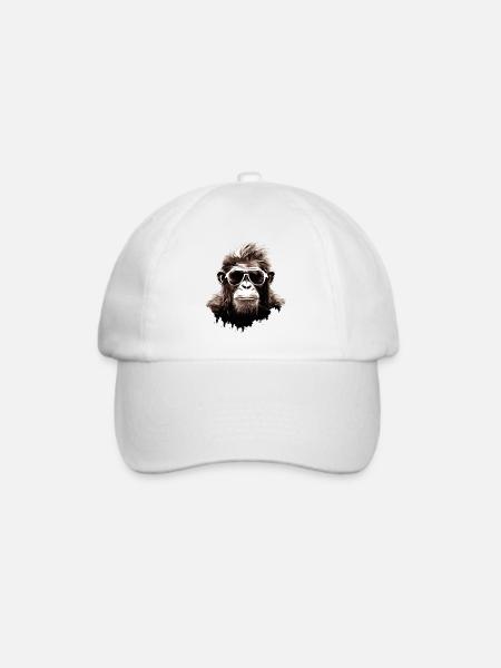 Affe Sonnenbrille Cool Schimpanse Gorilla Kunst - Baseballkappe - Weiß/Weiß