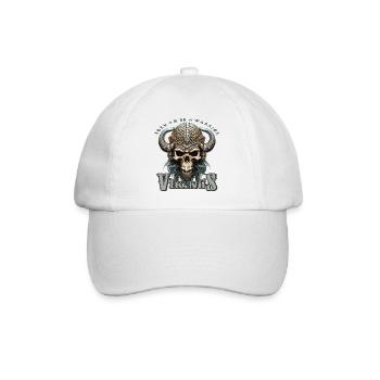 Ein Totenkopf mit Wikingerhelm - Baseballkappe - Weiß/Weiß - Vorne