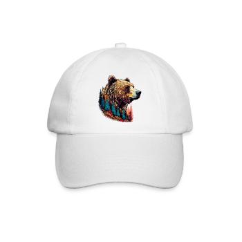 Bär mit Waldschmuck - Baseballkappe - Weiß/Weiß - Vorne
