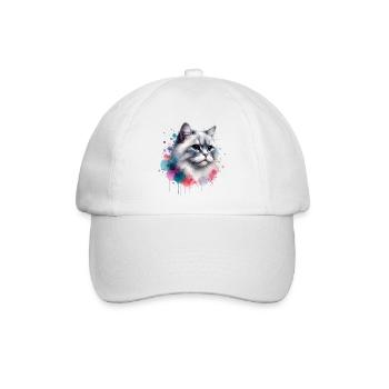 Aquarell Katzenkopf - Baseballkappe - Weiß/Weiß - Vorne