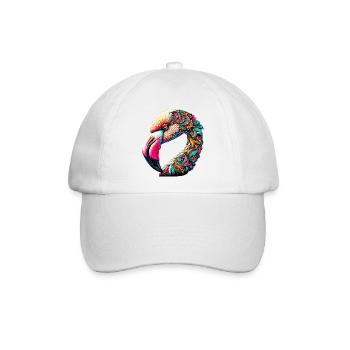 Rosa Flamingo mit Mandalas verziert - Baseballkappe - Weiß/Weiß - Vorne