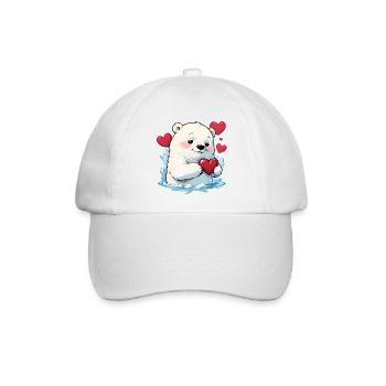 Verschenke diesen süßen Eisbären zum Valentinstag - Baseballkappe - Weiß/Weiß - Vorne