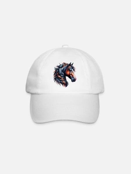 Pferd - Baseballkappe - Weiß/Weiß