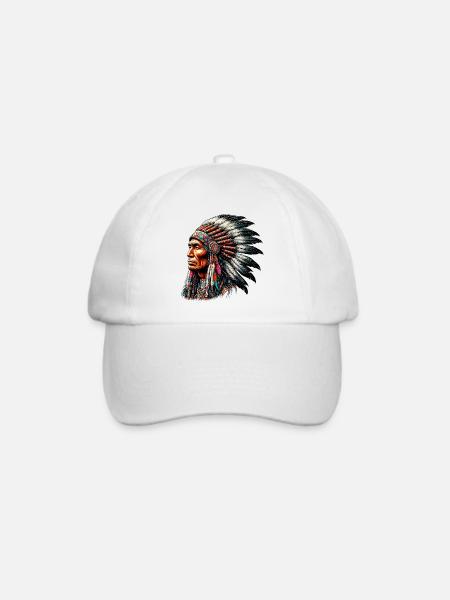 Amerikanisch Indianer Amerikanische Rote Haut - Baseballkappe - Weiß/Weiß