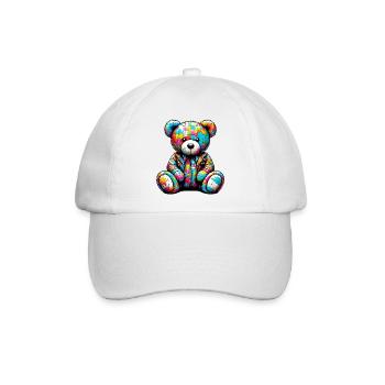 Teddybär Teddybär Lederweste - Baseballkappe - Weiß/Weiß - Vorne