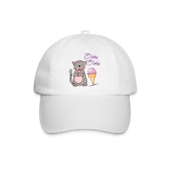 Katze mit Eistüte - Baseballkappe - Weiß/Weiß - Vorne