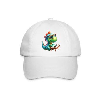 Dino Pianist Musikliebhaber Design - Baseballkappe - Weiß/Weiß - Vorne