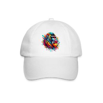 Mandrill-Affe - Baseballkappe - Weiß/Weiß - Vorne