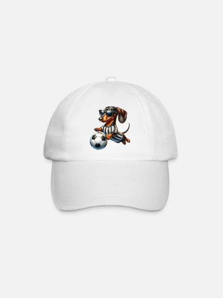 Dachshund Fussballspieler Wiener Hund Fan - Baseballkappe - Weiß/Weiß