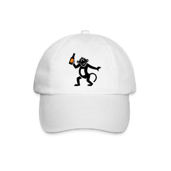 Affe Bier Witzig - Baseballkappe - Weiß/Weiß - Vorne