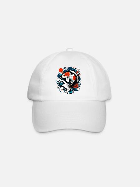 Koi-Karpfen - Baseballkappe - Weiß/Weiß