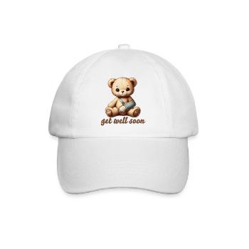 herzerwärmendes Kuscheltier - Teddy bringt Trost - Baseballkappe - Weiß/Weiß - Vorne