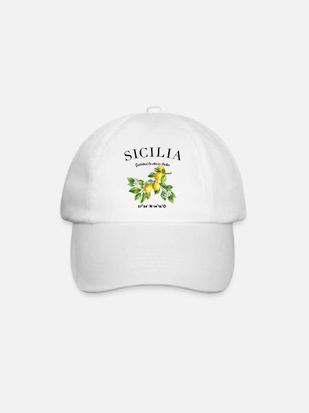 Sizilien Urlaub Reise Camping Sicilia - Baseballkappe - Weiß/Weiß