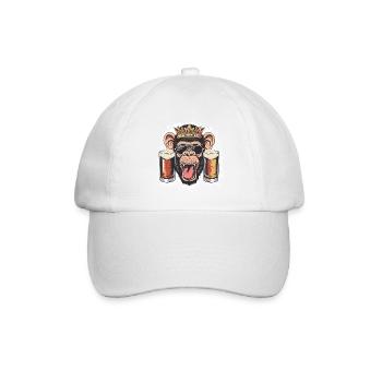 Affe Bier Lustig - Baseballkappe - Weiß/Weiß - Vorne