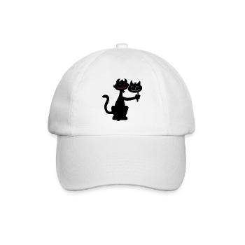 Dämonische schwarze Katze - Baseballkappe - Weiß/Weiß - Vorne