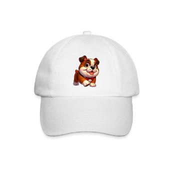 Englische Bulldogge - Baseballkappe - Weiß/Weiß - Vorne