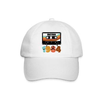 Mehrfarbiges Retro-Kassettendesign der 1980er Jahre - Baseballkappe - Weiß/Weiß - Vorne