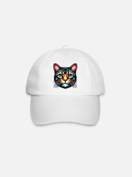 Katze - Baseballkappe - Weiß/Weiß