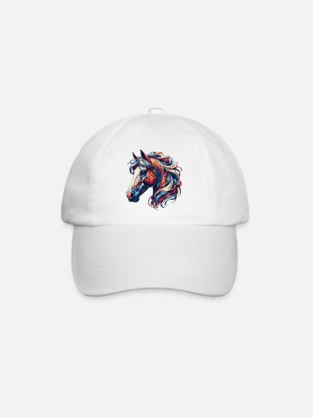 Pferd - Baseballkappe - Weiß/Weiß