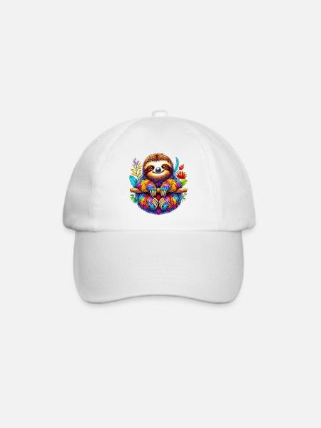 Faultier - Baseballkappe - Weiß/Weiß